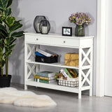 Wooden Console Table 100cm Wide With 2 Drawers And 2 Shelves - Velmora