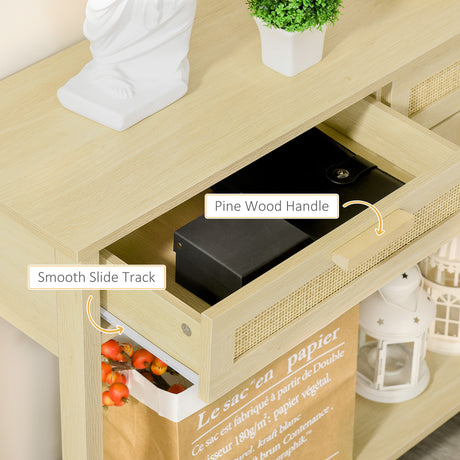Wooden Console Table 100cm Wide With 2 Drawers And Storage Shelf - Velmora