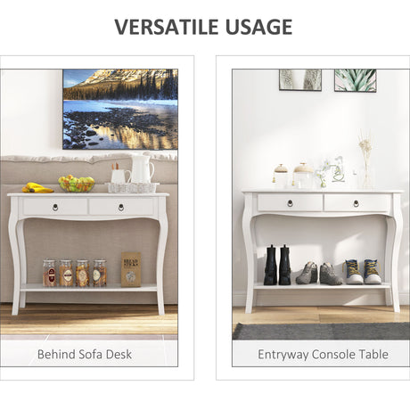 Wooden Console Table 100cm Wide With 2 Drawers - Velmora