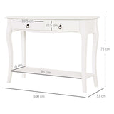Wooden Console Table 100cm Wide With 2 Drawers - Velmora