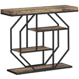 Wooden Console Table 100cm Wide With Black Steel Frame - Velmora