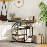 Wooden Console Table 100cm Wide With Black Steel Frame - Velmora