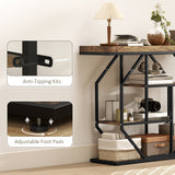 Wooden Console Table 100cm Wide With Black Steel Frame - Velmora