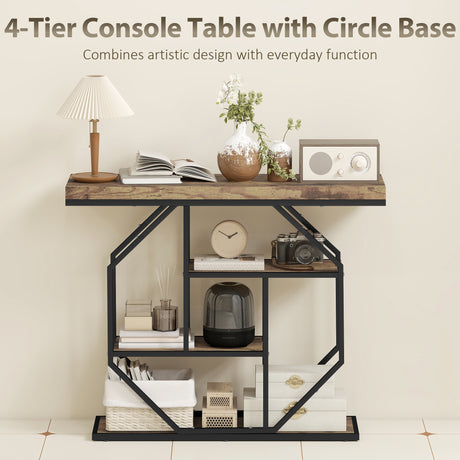 Wooden Console Table 100cm Wide With Black Steel Frame - Velmora