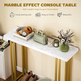 Wooden Console Table 100cm Wide With Gold Steel Frame - Velmora