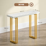 Wooden Console Table 100cm Wide With Gold Steel Frame - Velmora