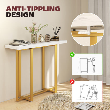 Wooden Console Table 100cm Wide With Steel Frame - Velmora