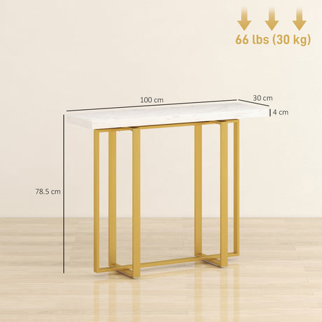 Wooden Console Table 100cm Wide With Steel Frame - Velmora