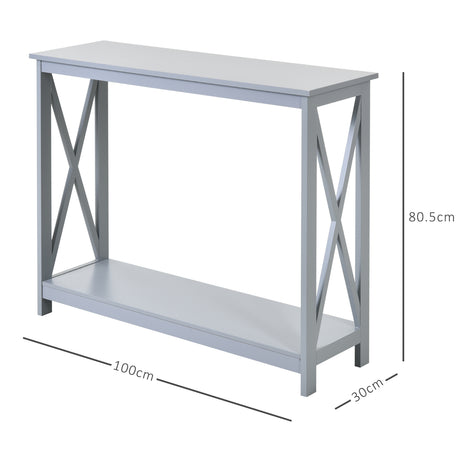 Wooden Console Table 100cm Wide With Storage Shelf - Velmora