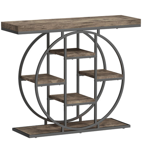 Wooden Console Table 100cm Wide With Storage Shelves - Velmora
