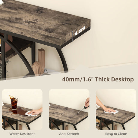 Wooden Console Table 100cm Wide With Storage Shelves - Velmora