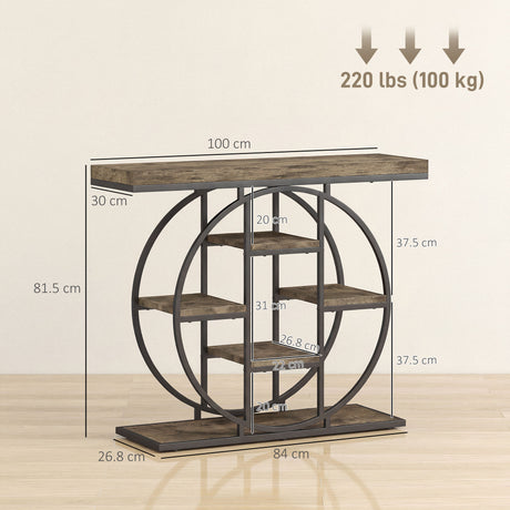 Wooden Console Table 100cm Wide With Storage Shelves - Velmora
