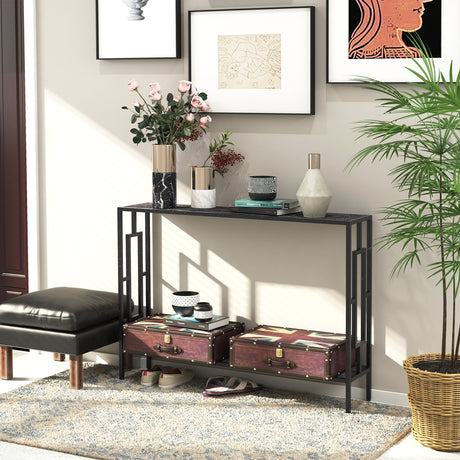 Wooden Console Table 106cm Wide With Storage Shelf - Velmora