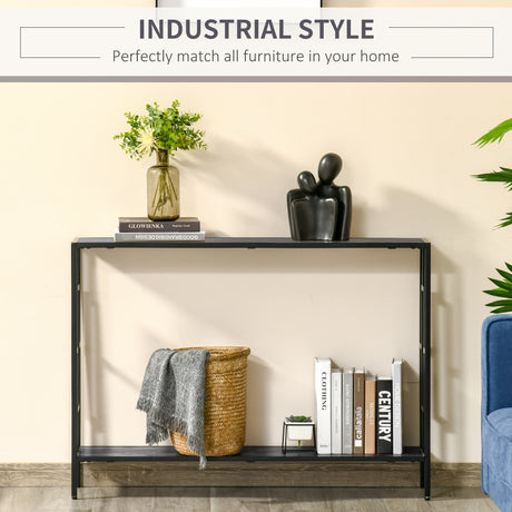 Wooden Console Table 106cm Wide With Storage Shelf - Velmora