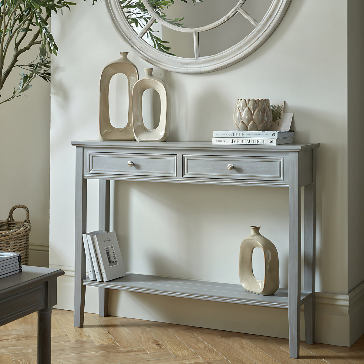 Wooden Console Table 110cm Wide With 2 Drawers - Serene
