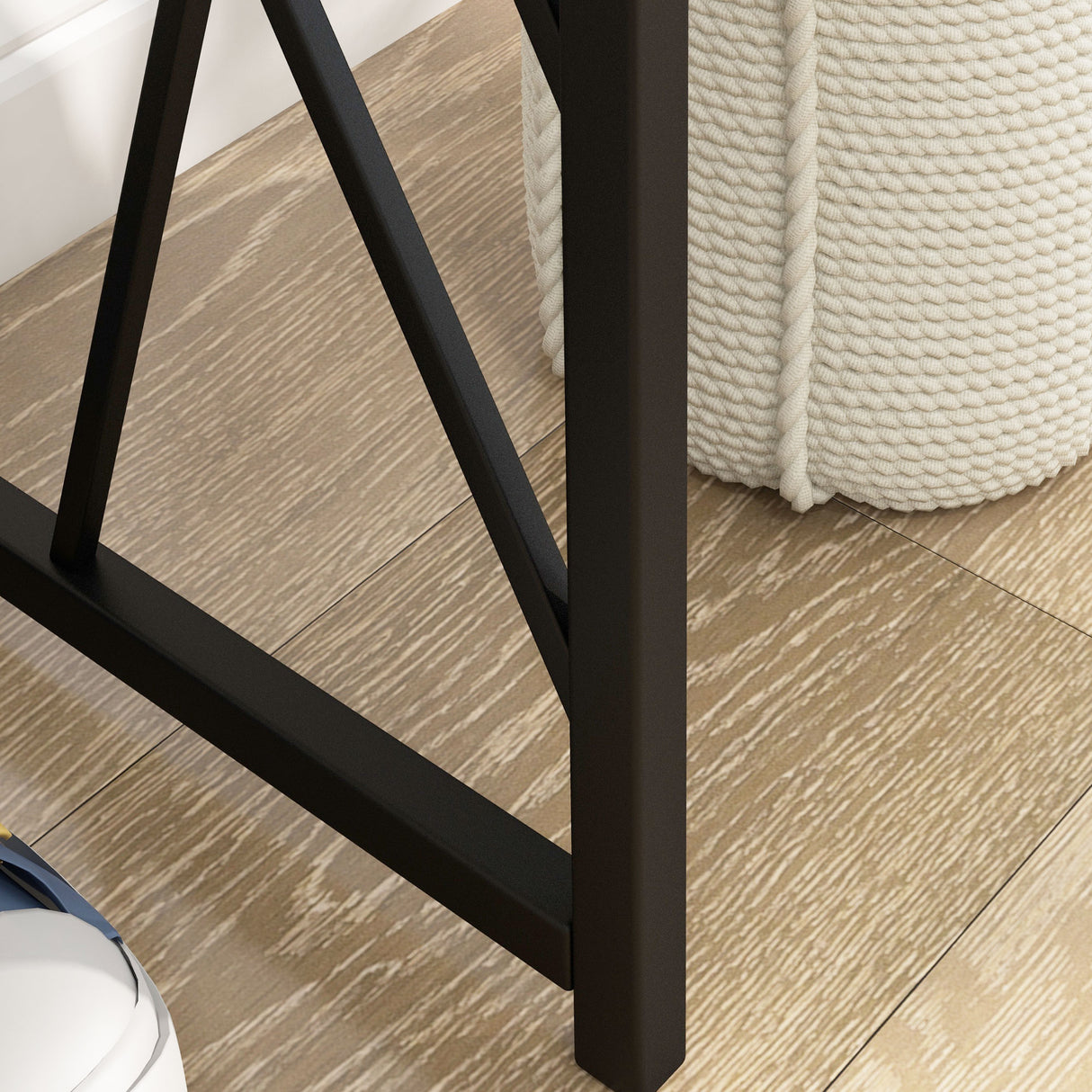 Wooden Console Table 120cm Wide With Black Metal Frame - Velmora