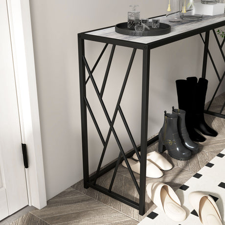 Wooden Console Table 120cm Wide With Black Metal Frame - Velmora