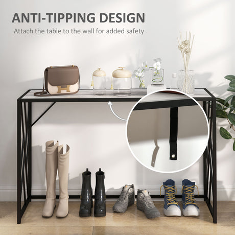 Wooden Console Table 120cm Wide With Black Metal Frame - Velmora