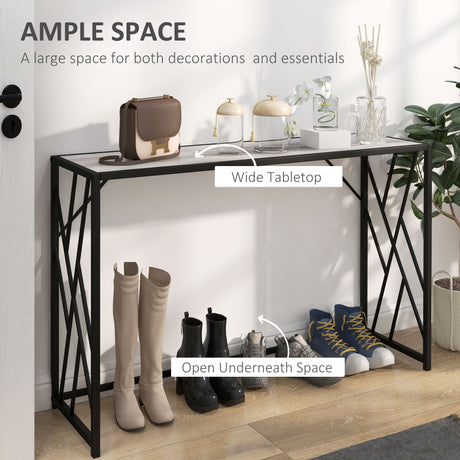 Wooden Console Table 120cm Wide With Black Metal Frame - Velmora