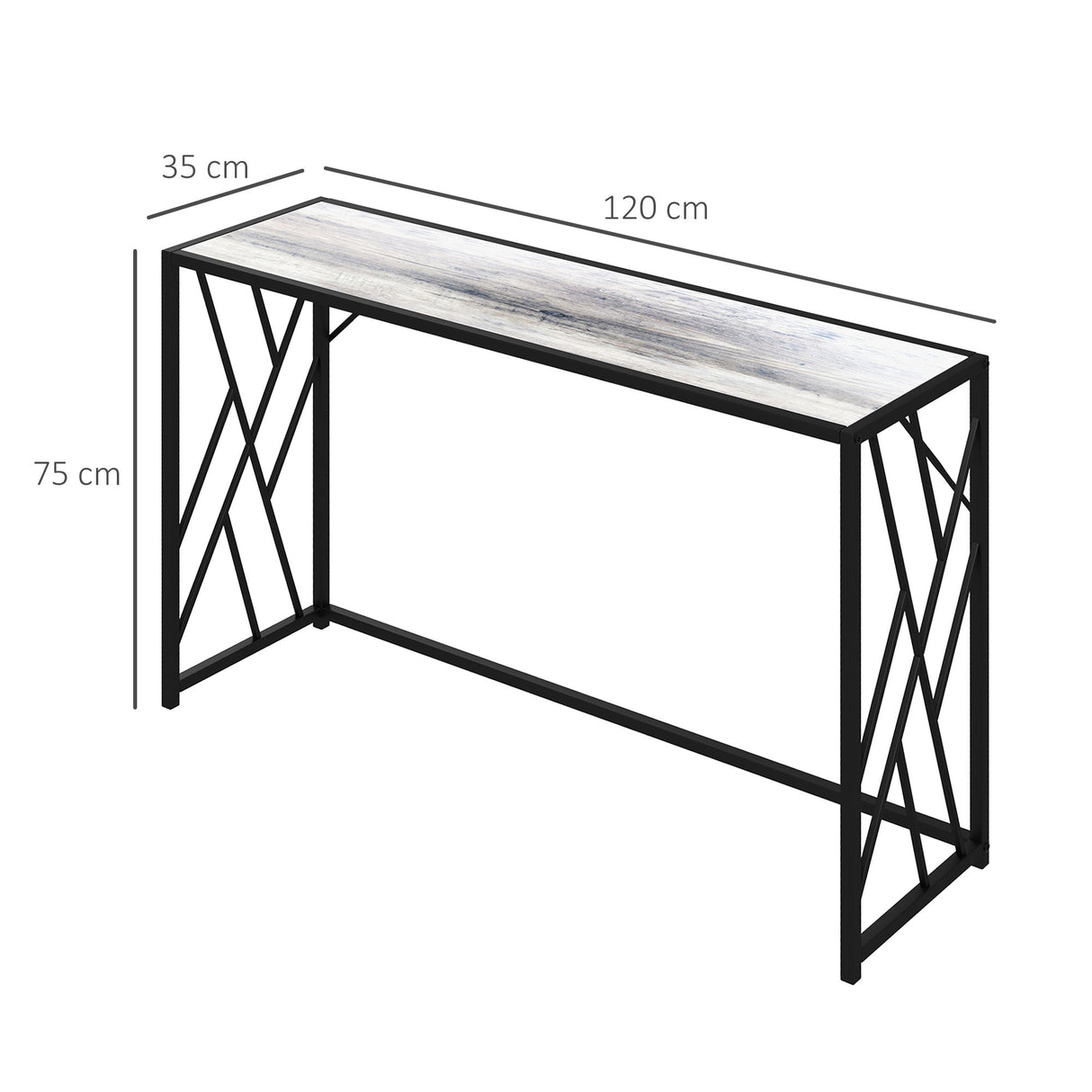 Wooden Console Table 120cm Wide With Black Metal Frame - Velmora