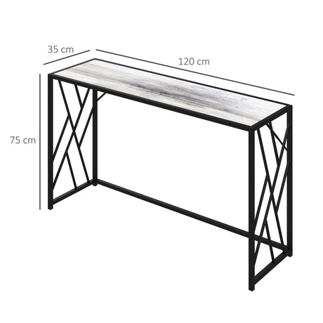Wooden Console Table 120cm Wide With Black Metal Frame - Velmora