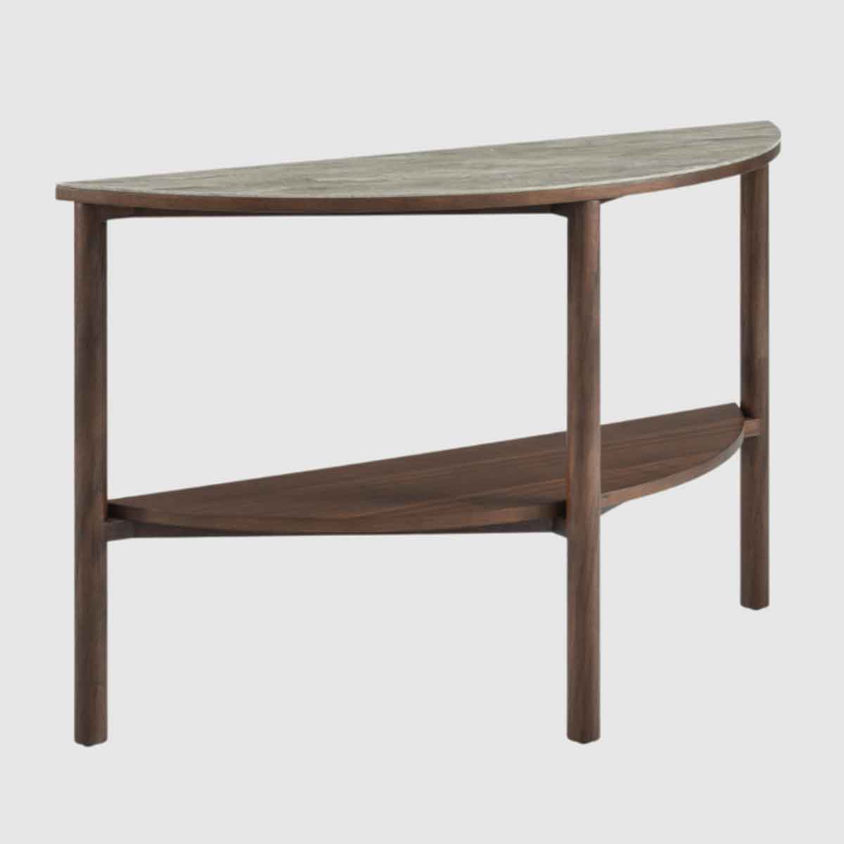 Wooden Console Table 120cm Wide With Marble Effect Glass Top - Willow
