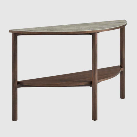Wooden Console Table 120cm Wide With Marble Effect Glass Top - Willow