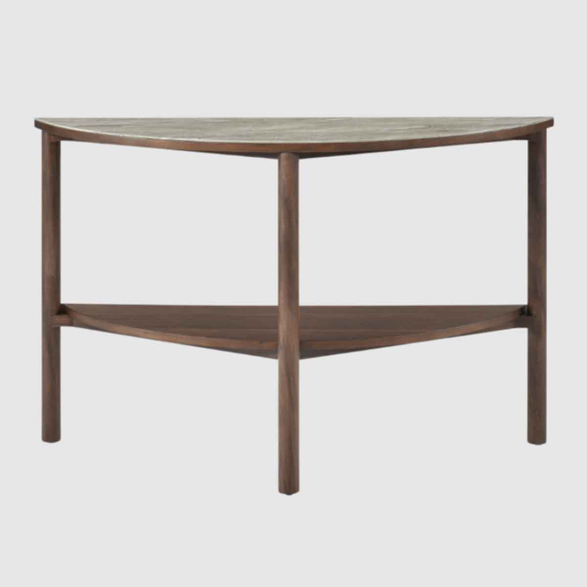 Wooden Console Table 120cm Wide With Marble Effect Glass Top - Willow