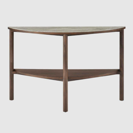 Wooden Console Table 120cm Wide With Marble Effect Glass Top - Willow