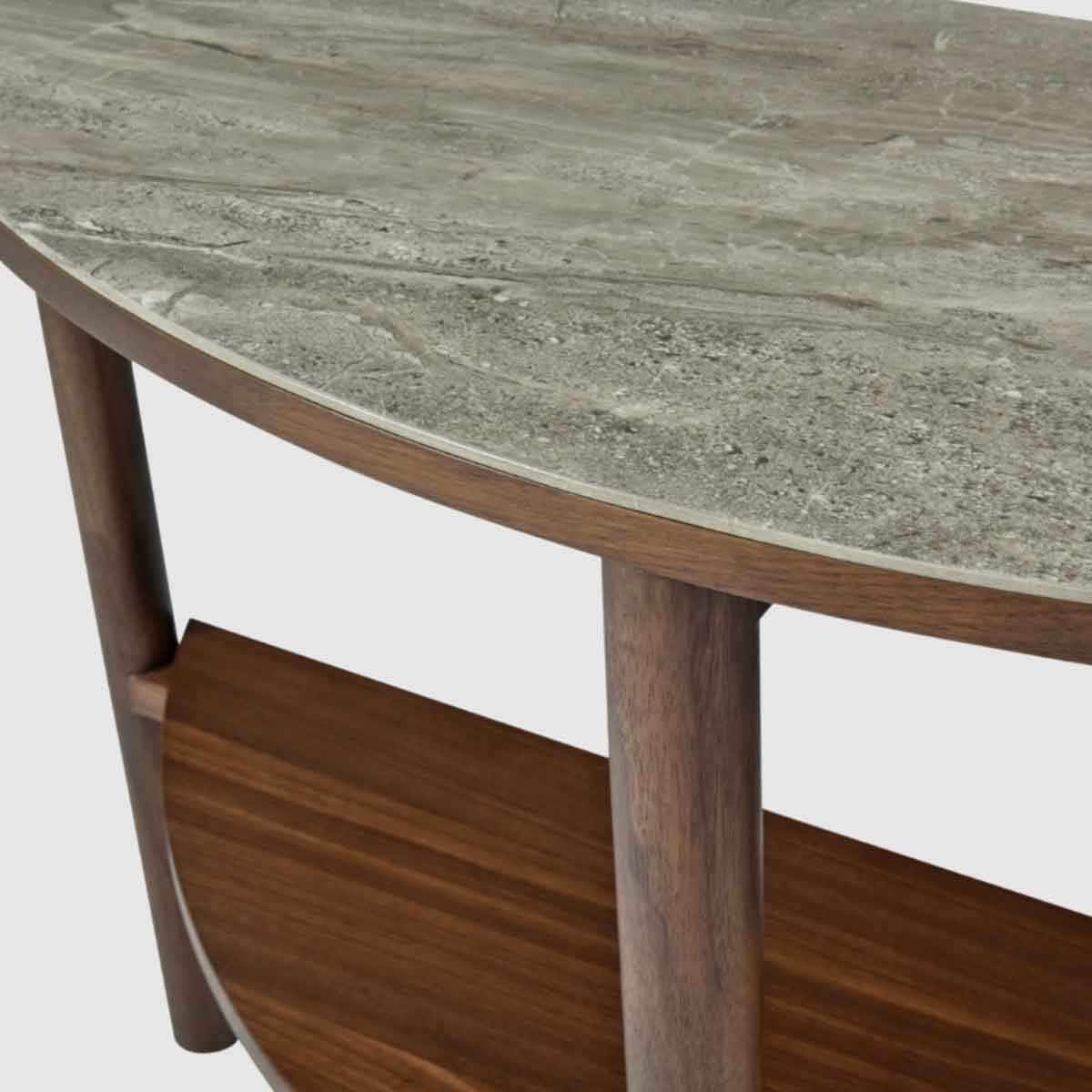Wooden Console Table 120cm Wide With Marble Effect Glass Top - Willow