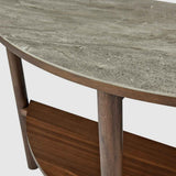 Wooden Console Table 120cm Wide With Marble Effect Glass Top - Willow