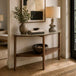 Wooden Console Table 120cm Wide With Marble Effect Glass Top - Willow