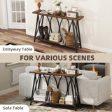 Wooden Console Table 120cm Wide With Metal Frame - Velmora