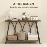Wooden Console Table 120cm Wide With Metal Frame - Velmora