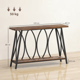 Wooden Console Table 120cm Wide With Metal Frame - Velmora