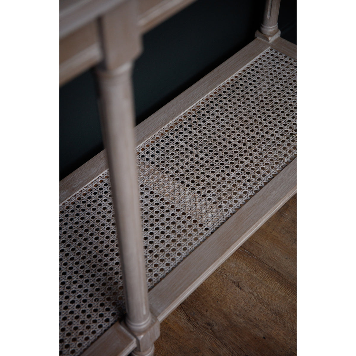 Wooden Console Table 160cm Wide With Rattan Shelf - Serene