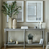 Wooden Console Table 160cm Wide With Rattan Shelf - Serene