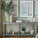 Wooden Console Table 160cm Wide With Rattan Shelf - Serene