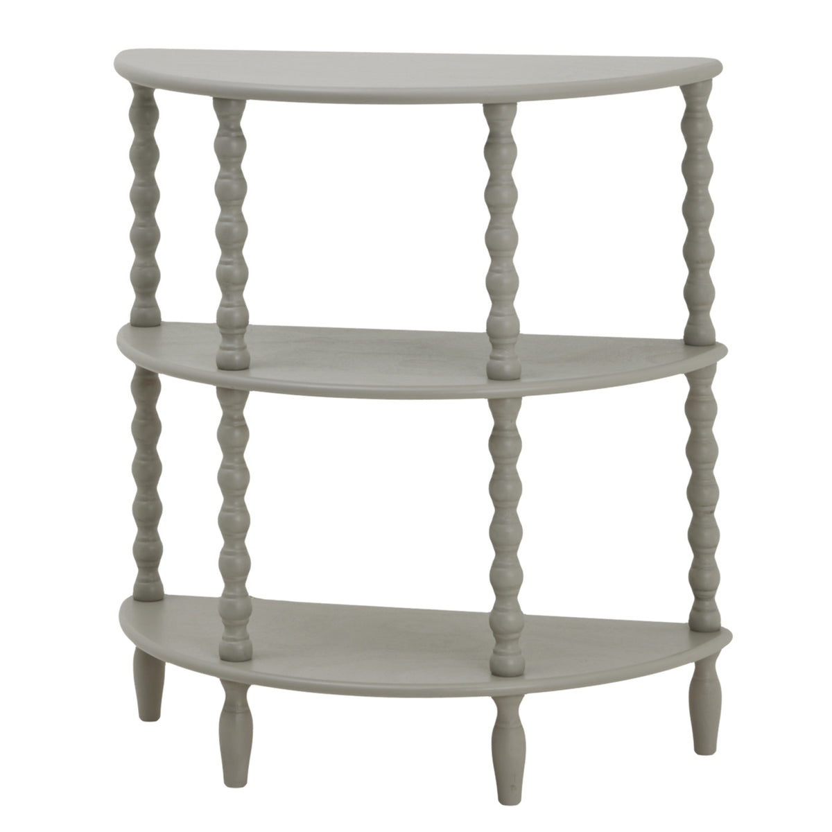 Wooden Console Table 71cm Wide Half Moon With 2 Shelves - Camden