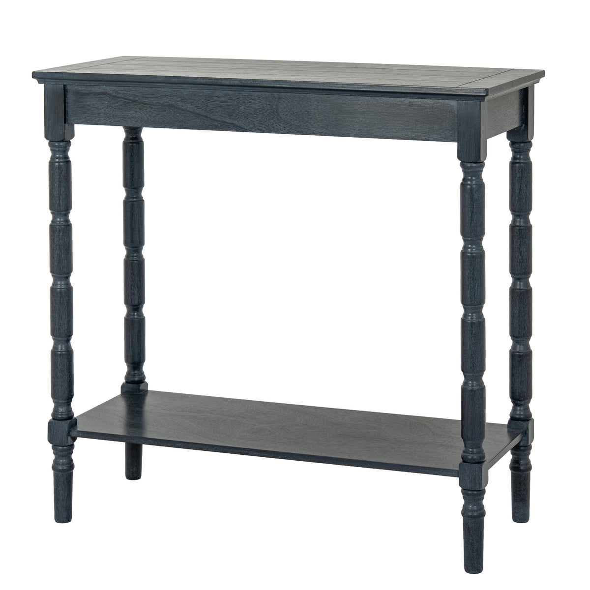 Wooden Console Table 80cm Wide With Rattan Shelf - Contour
