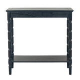 Wooden Console Table 80cm Wide With Rattan Shelf - Contour