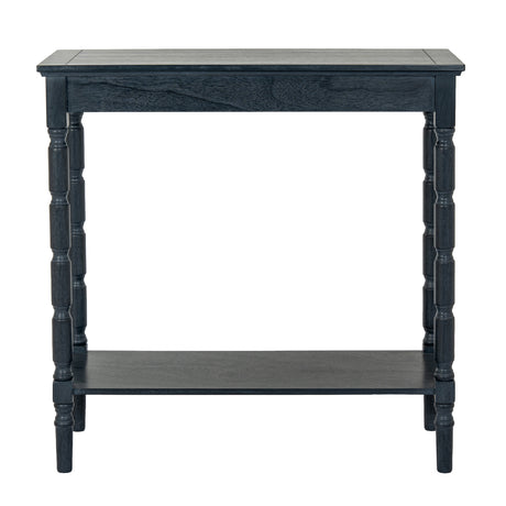 Wooden Console Table 80cm Wide With Rattan Shelf - Contour