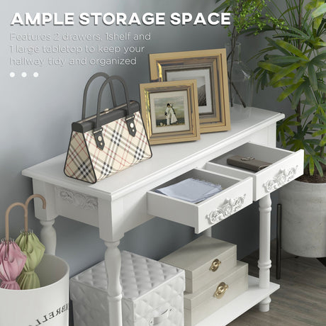 Wooden Console Table 84cm Wide With 2 Drawers - Velmora