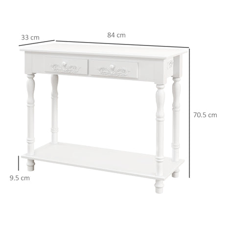 Wooden Console Table 84cm Wide With 2 Drawers - Velmora