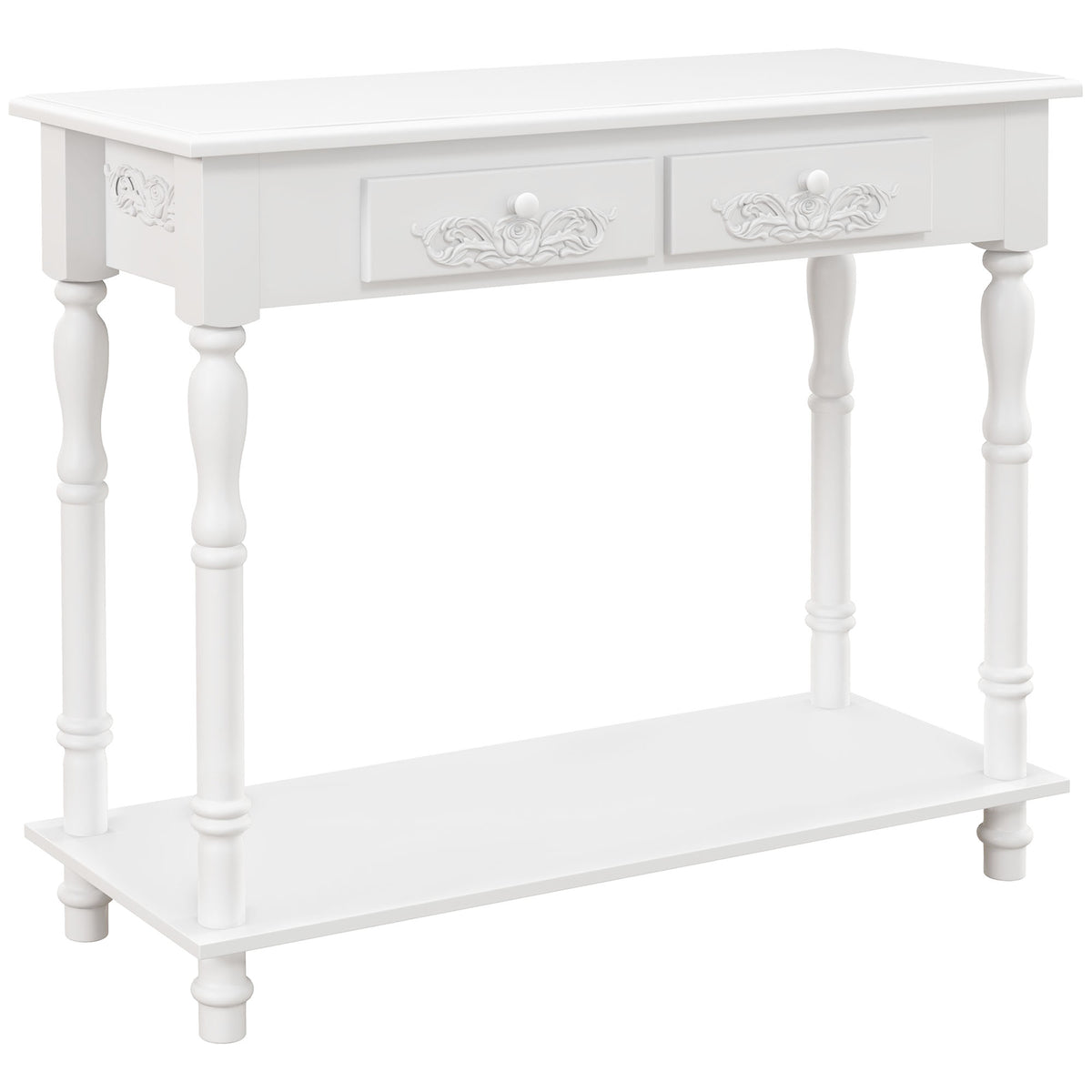 Wooden Console Table 84cm Wide With 2 Drawers - Velmora