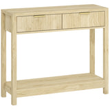 Wooden Console Table 90cm Wide With 2 Drawers - Velmora