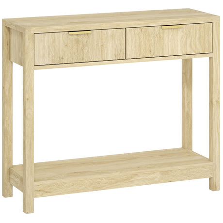 Wooden Console Table 90cm Wide With 2 Drawers - Velmora