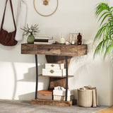 Wooden Console Table 91cm Wide With 1 Drawer - Velmora