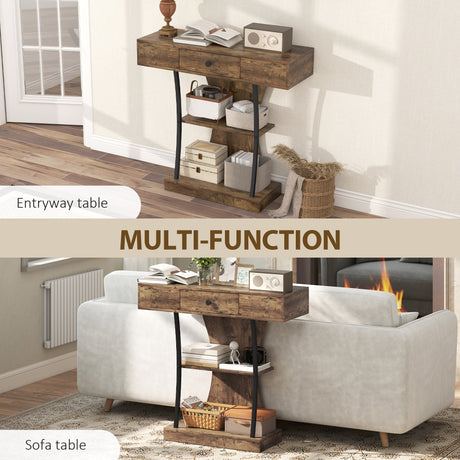 Wooden Console Table 91cm Wide With 1 Drawer - Velmora