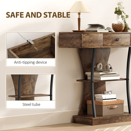 Wooden Console Table 91cm Wide With 1 Drawer - Velmora